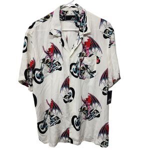 Lost Enterprises Highway‎ Men Women On Motorcycles NWT Sz M Button Down #I42WA